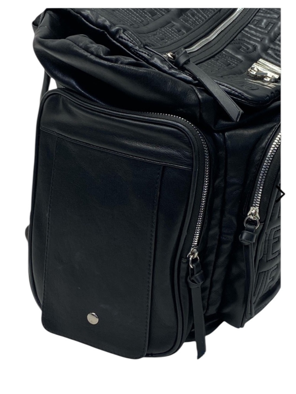 Steve Madden Black Faux Leather Diaper Bag Backpack - Picture 6 of 14